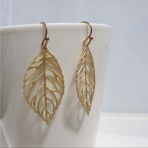 Delicate Gold Leaf 18k Gold Plated Earrings